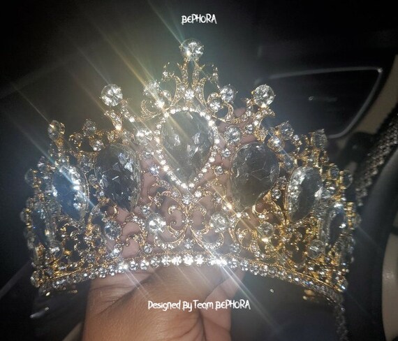 Tiara Corona Rotonda Con Strass - Diadema Principessa Vintage Per