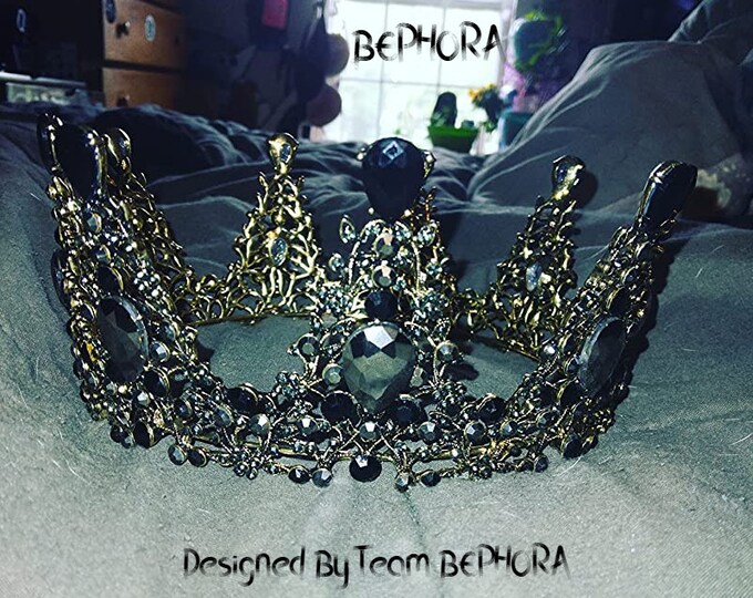 BEPHORA Handmade The New Princess Black Queen Tiaras and Crowns Crystal Bead Round Women Pageant Diadem Wedding Hair Jewelry Accessor