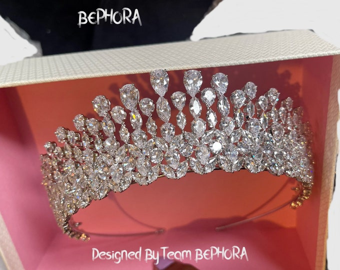 BEPHORA Handmade Baroque Luxury Rhinestone Crystal 2023 Royal Queen Tiaras and Crowns Women Pageant Wedding Hair Jewelry Accessories
