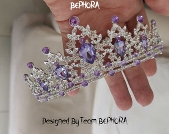 BEPHORA Handmade Princess Purple Crystal Jewelry 2022 Hairbands Crystal Royal Queen Tiaras and Crowns Women Pageant Wedding Hair Accessories