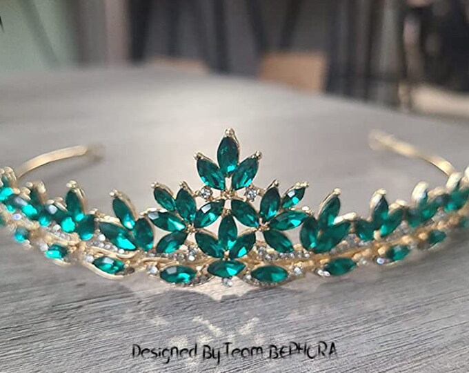 BEPHORA Handmade Fashion Crystal Wedding Circle Rhinestones Queen Pageant Crown Bridal Hair Jewelry Weddin Dress Accessories Gold tiara