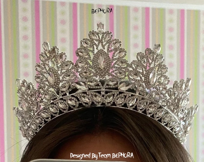 BEPHORA Handmade Princess Fashion Bride Headdress Crystal Bride Girls Queen Tiaras Crowns Women Pageant Prom Diadem Wedding Hair Jewelry