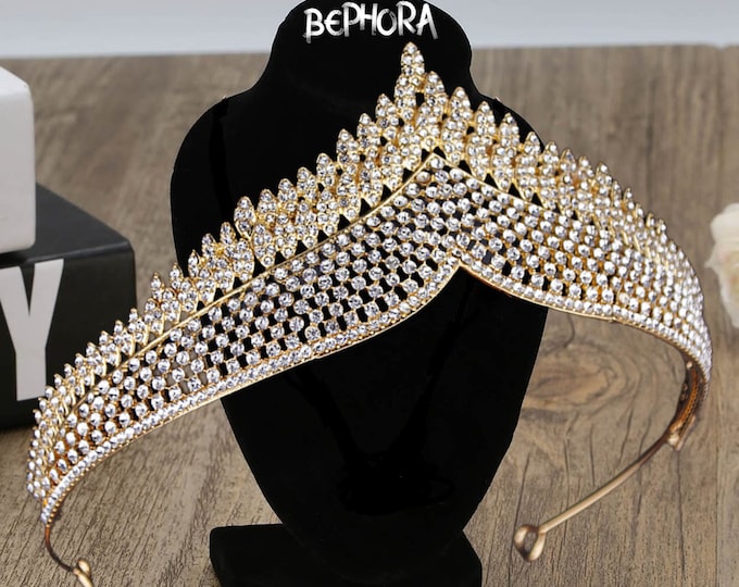 Diadem Wedding Rhinestone Silver Gold Royal Jewelry Set Pageant Crown Prom Queen Gorgeous Quinceanera Tiara Sweet 16 Bridal Accessories