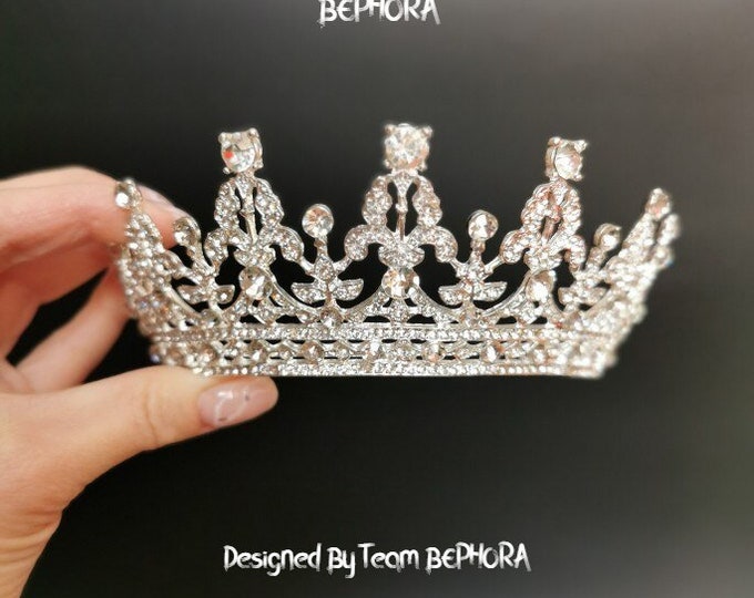 BEPHORA Handmade Vintag Baroque Silver New Crown Bride Headdress Luxury Queen Tiara Crowns Women Pageant Prom Diadem Wedding Hair Jewelry