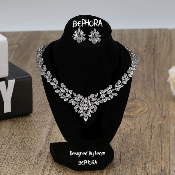 BEPHORA Handmade Multicolor Rhinestone Pendant Earrings Necklace