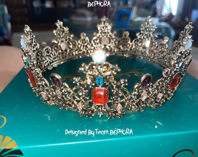 BEPHORA Handmade MultiColor Bride Luxury Royal Queen Tiaras and Crowns Women Pageant Prom Diadem Ornaments Wedding Hair Jewelry Accessories