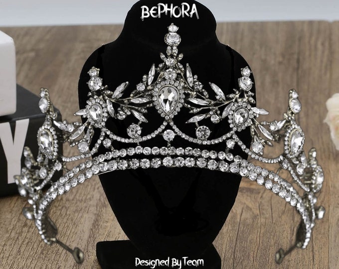 BEPHORA Handmade 2024 Princess Bridal Bronze Gold Bridal Crystal Rhinestone Queen Tiaras and Crowns Women Pageant Wedding Hair Accessories