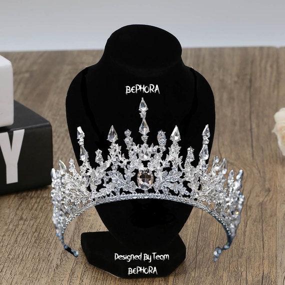 Tiara Corona Di Cristallo Per Sposa E Principessa | Diadema Con Strass E Pettine | Regalo Donna E Bambina - Foto 3