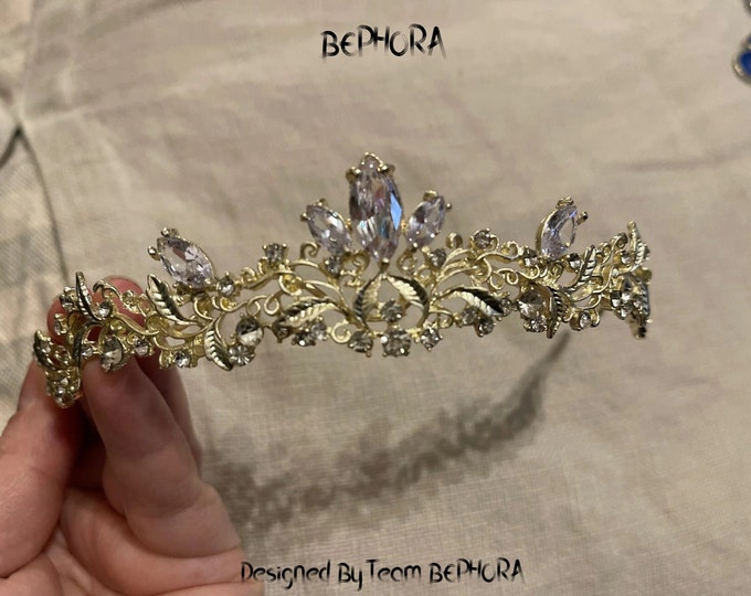 BEPHORA Handmade New Fashion Gold Headbands Wedding Queen Fashion Baroque Crystal Diadem Rhinestone Tiara Crown Women Jewelry Accessories