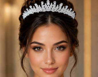 Luxury Crystal Bridal Tiara, Silver Wedding Crown, Princess Pageant Accessory 18
