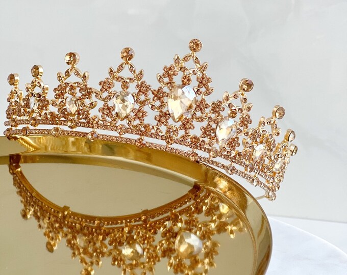 BEPHORA Handmade Princess Crown Gold 2023 Baroque Headwear Bridal Sparkling Bride Headdress Vintage Tiara Women Prom Wedding Hair Jewelry