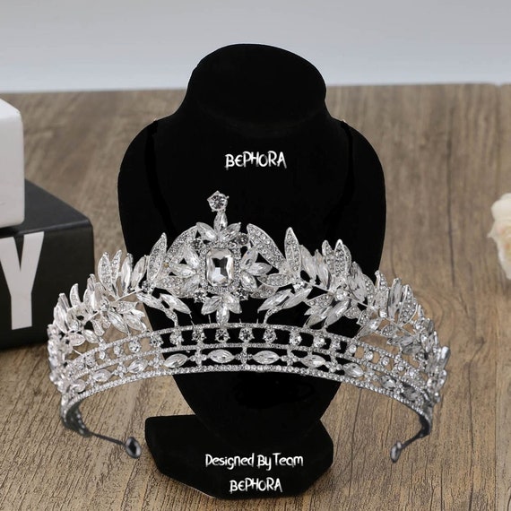 Rhinestone Crystal Tiara Crown - Silver 6Pcs Silver Girls Princess Crystal Tiara Crown, Princess  main image 4