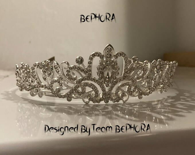 BEPHORA Handmade Luxury Baroque Silver Crystal Rhinestones With Comb Queen Crown Bridal Hair Jewelry Wedding Dres Accessories,Gold tiara