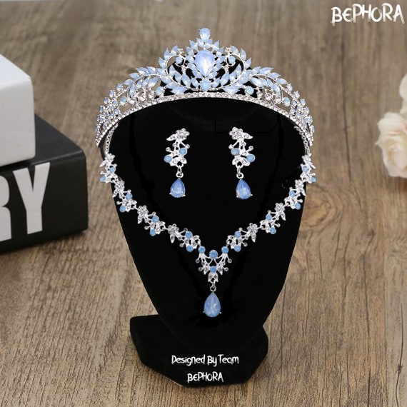 Blue Cubic Zirconia Wedding Jewelry Set: Bridal Tiara  display picture 1