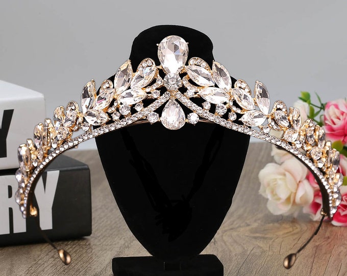Diadem Wedding Headband Red Silver Gold Royal Jewelry Set Pageant Crown Queen Prom Gorgeous Quinceanera Tiara Sweet 16 Bridal Accessories