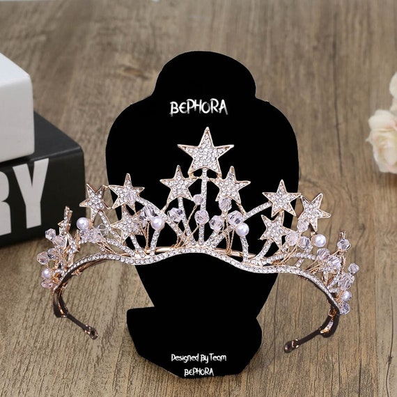 Luxury Silver Crystal Star Pearls Bridal Tiaras Crown  display picture 1
