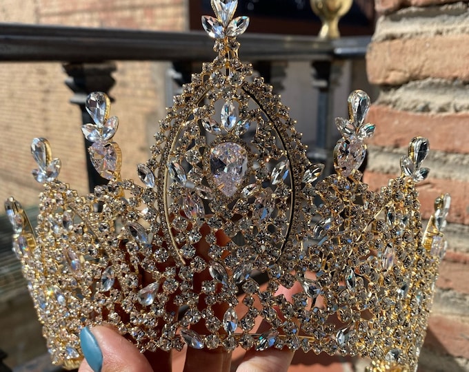BEPHORA Handmade Gold Plated Flowers Tiaras Crown Necklace Earrings Queen Pageant Crown Bridal Hair Jewelry Wedding Dress Accessories