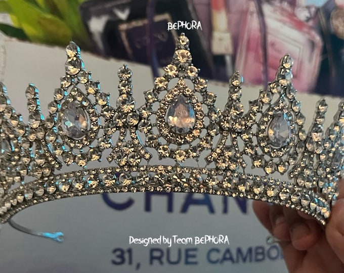 BEPHORA Handmade Princess Silver Color Diadem Rhineston Bride Headdress Luxury Queen Tiaras Crowns Women Pageant Wedding Hair Jewelry