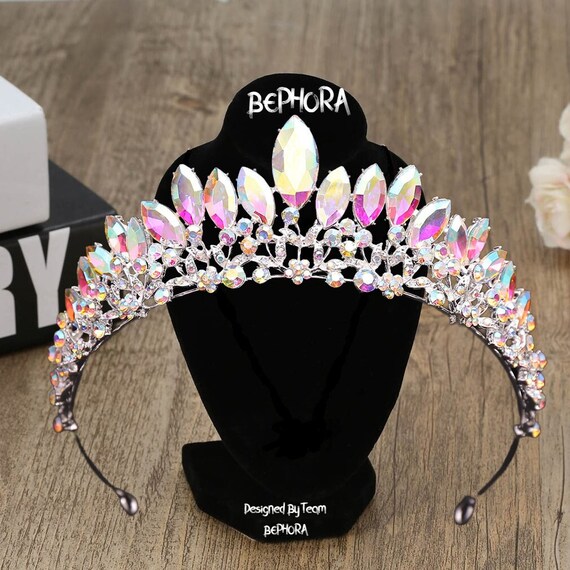 AB Crystal Bridal Tiara: Rhinestone Princess Wedding Crown  display picture 1