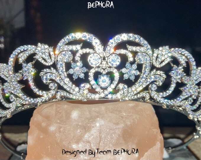 BEPHORA Handmade Silver Romantic Floral Wedding Box Full Queen Tiaras and Crowns Women Pageant Diadem Wedding Hair Jewelry Exquisite