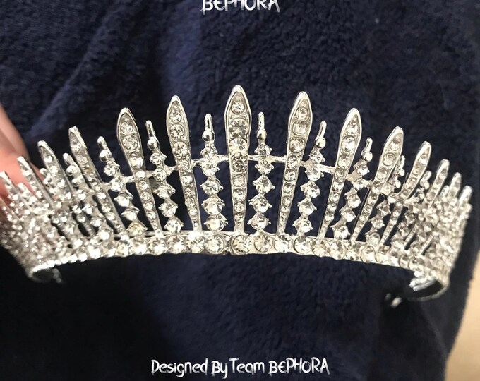 BEPHORA Handmade New Luxury Silver Baroque Rhinestone Headpiece Queen Tiara and Crown Women Pageant Diadem Wedding Hair Jewelry Accessories