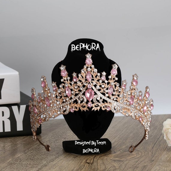 ? HOST PICK! ? Exquisite Crystal Encrusted Crown Gold Baroque Crystal Crown & Earring Set: Bridal Headpiece  main image 3