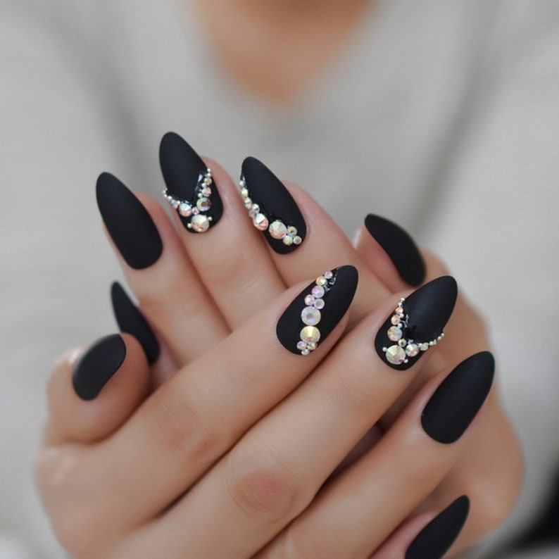 Matt Black Fake Nails Matte Nails DIFFERENT DESIGN Matte Etsy