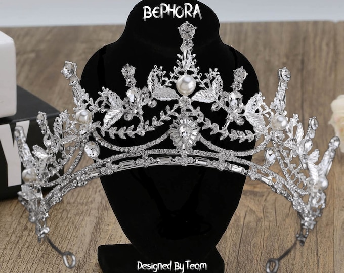 Diadem Wedding NEW Silver Gold Luxury Crystal Princess Jewelry Set Gift Pageant Crown Headpiece Quinceanera Tiara Dress Bridal Accessories