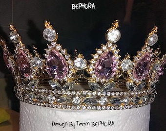 Handmade Rhinestone Wedding Tiara: Vintage Princess Queen Crown