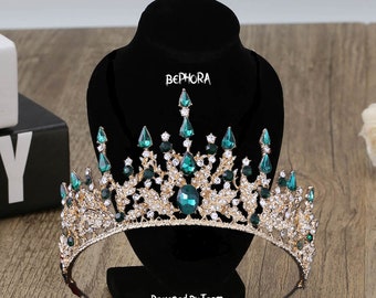 Handmade Baroque Crystal Bride Crown: Royal Queen Tiara - Etsy display picture 3