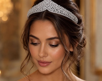 Luxury Crystal Bridal Tiara, Silver Wedding Crown, Princess Pageant Accessory 19