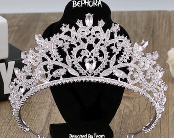 Diadem Wedding NEW Vintage Crystal Silver Royal Jewelry Set Gift Pageant Crown Baroque Prom Women Quinceanera Tiara Dress Bridal Accessories