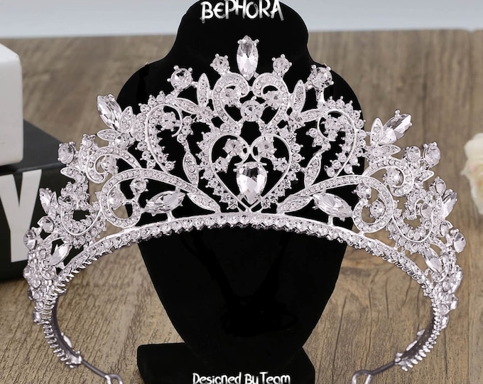 Diadem Wedding NEW Vintage Crystal Silver Royal Jewelry Set Gift Pageant Crown Baroque Prom Women Quinceanera Tiara Dress Bridal Accessories