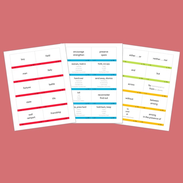 Challenge B (Units 4-8) *add-on* Color-Coded Henle Latin Flashcards