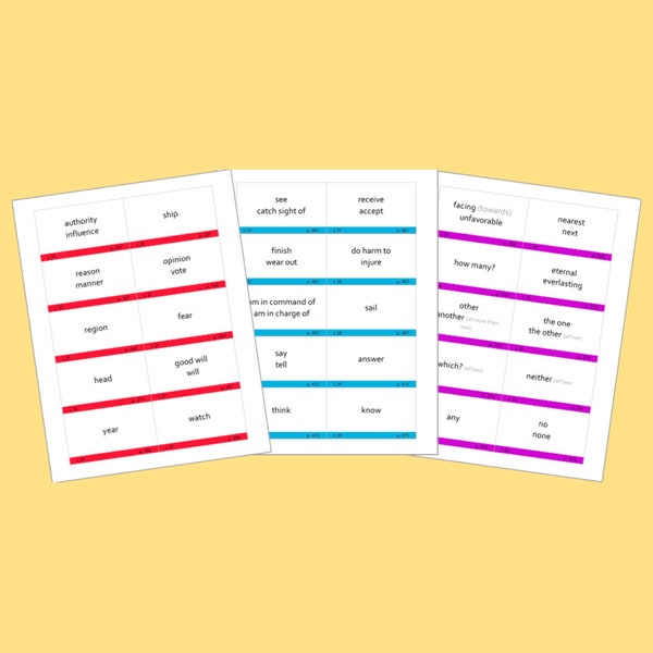 Challenge 1 (Units 9-14) *add-on* Color-Coded Henle Latin Flashcards