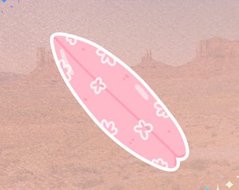 Pink Surfboard Sticker | Beach Board Decal | Ocean Sport Graphic