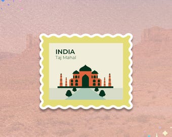 Taj Mahal Sticker India | Travel Stamp Landmark | Agra Monument Decal