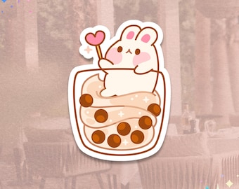 Bunny Boba Dessert Sticker | Bubble Tea Bunny Vinyl Decal