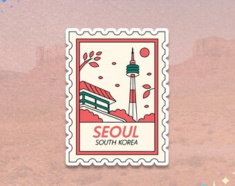 Seoul South Korea Sticker | N Seoul Tower | Minimal Travel Stamp Vinyl Sticker