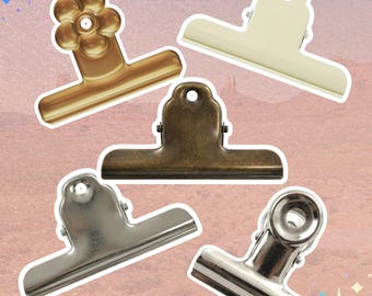 5 Metal Binder Clip Stickers | Vintage Office Supplies | Stationery Vinyl Sticker