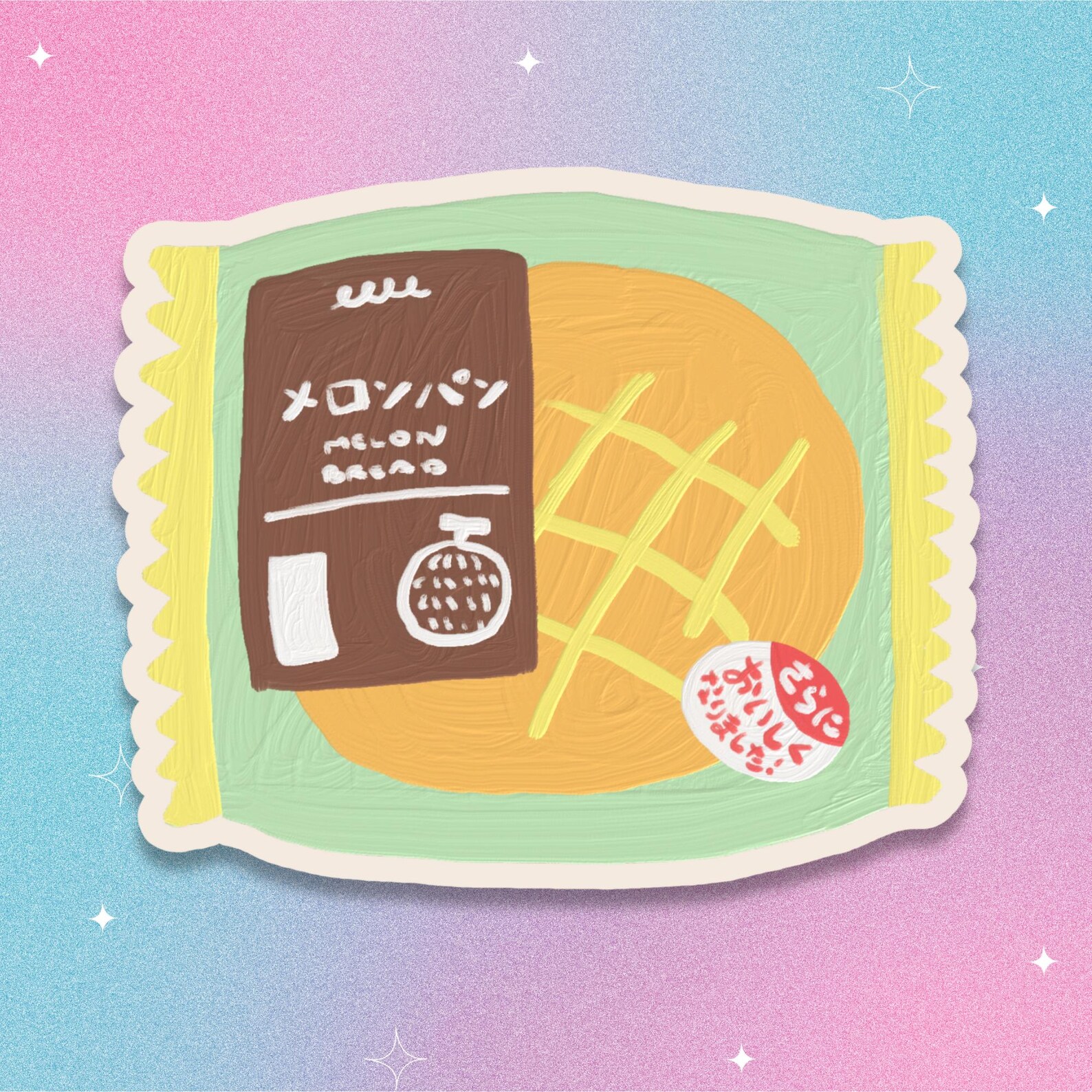 Melona Sticker Melon Pan Japanese Bread Sticker, Japanese Melon Pan Sticker, Cute ...