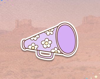 Megaphone Sticker | Floral Loudspeaker Decal | Announcement Graphic
