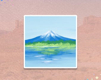 Mount Fuji Lake Sticker | Japan Mountain Landscape | Fuji Reflection Decal