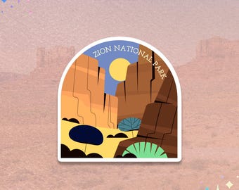 Zion National Park Sticker | Utah Travel Stamp | Desert Landscape Decal