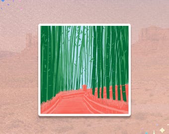 Japan Bamboo Forest Sticker | Arashiyama Bamboo Grove | Kyoto Path Decal
