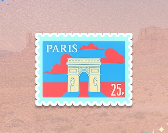 Paris France Sticker | Arc de Triomphe Travel Stamp | City Landmark Decal