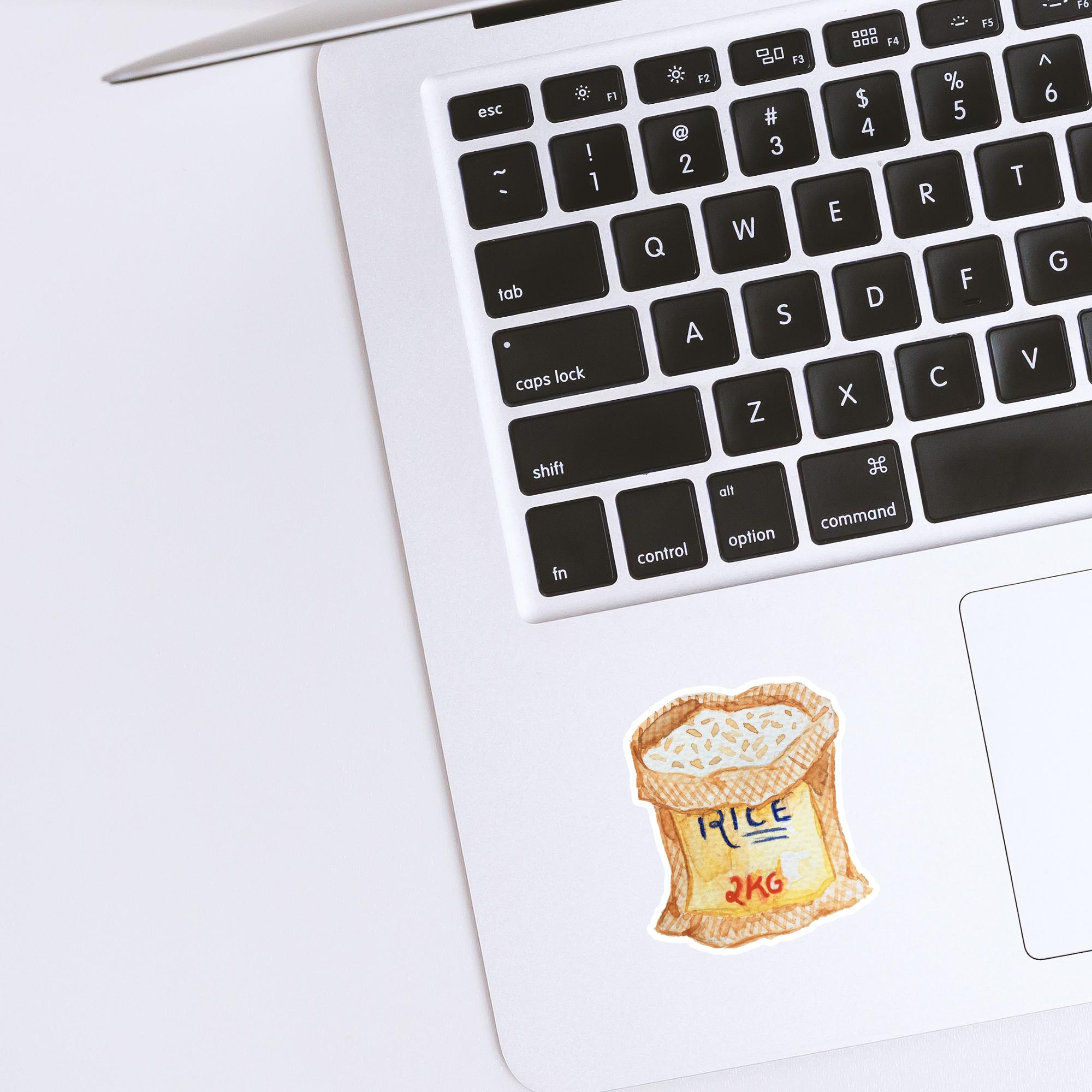 Rice Bag Sticker 2kg | Watercolor Food Illustration | Vinyl Decal - Etsy
