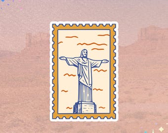 Rio de Janeiro Brazil Sticker | Christ the Redeemer | Minimal Travel Stamp Vinyl Sticker