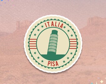 Pisa Italy Sticker | Leaning Tower Travel Stamp | Landmark Decal