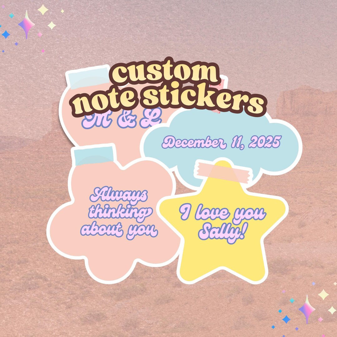 Unique Note Label Set of 4 Custom Note Stickers | Personalized Message Sticker | Custom ...